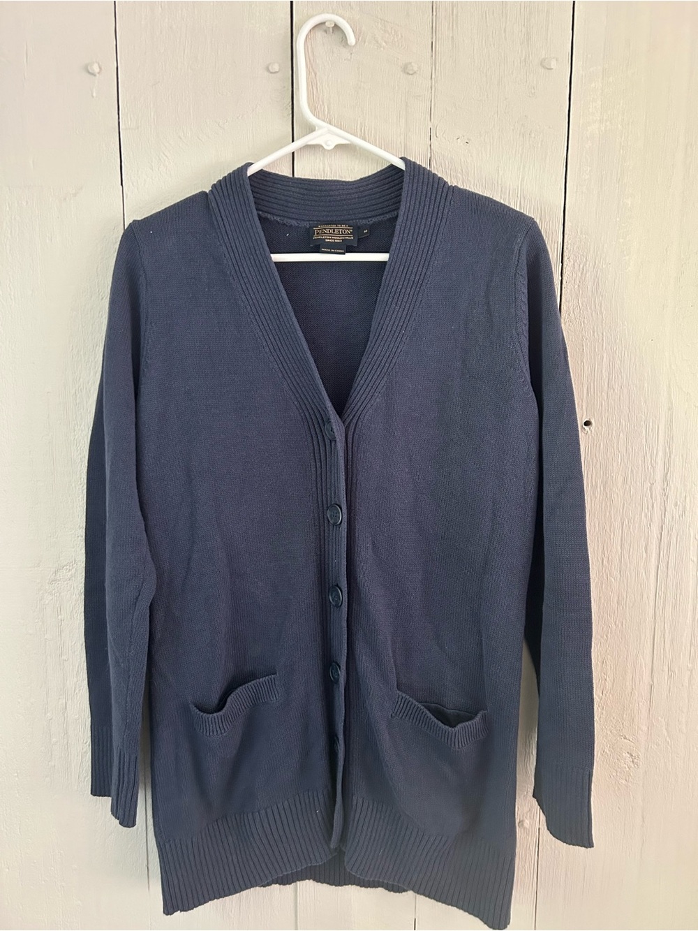 Pendleton Navy Button-Front V-Neck Cardigan